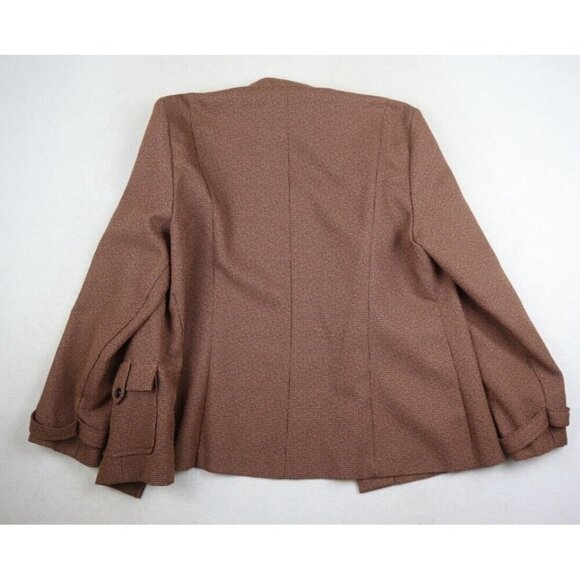 PERCEPTIONS - WMOEN'S BROWN PLAID UNLINED BLAZER SUIT JACKET - SIZE 16 - Picture 4 of 5